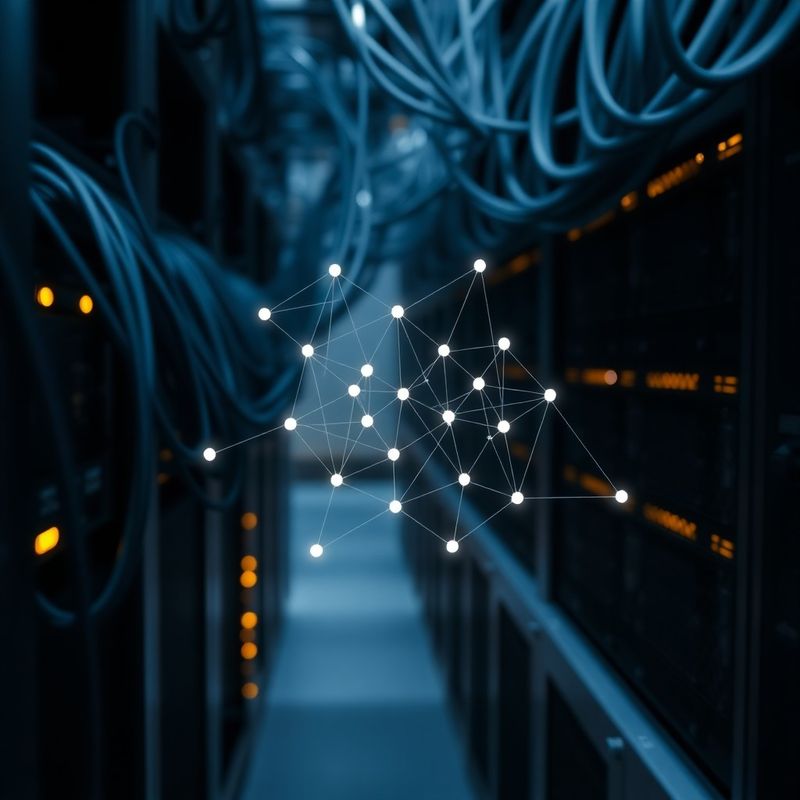 Serverový rack s vizualizací crawl grafu